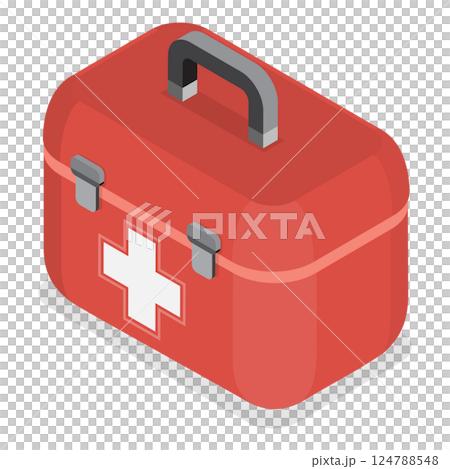 3D Isometric Flat Illustration of Medicine Chest. Item 3 3D Isometric Flat Illustration of Medicine Chest. Item 3 124788548
