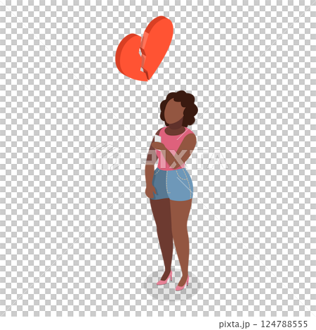 3D Isometric Flat  Illustration of Heartbreack. Item 2 124788555