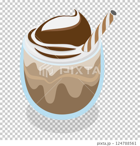 3D Isometric Flat  Set of Coffee Beverages. Item 4 124788561