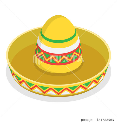 3D Isometric Flat  Illustration of Mexican Fiesta Party Symbols. Item 4 124788563