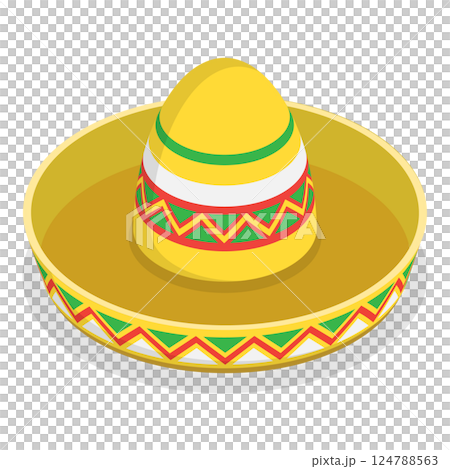 3D Isometric Flat  Illustration of Mexican Fiesta Party Symbols. Item 4 124788563
