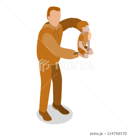 3D Isometric Flat  Set of English Alphabet with People. Item 12 124788570