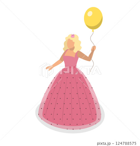 3D Isometric Flat Set of Princess Characters. Item 4 3D Isometric Flat Set of Princess Characters. Item 4 124788575