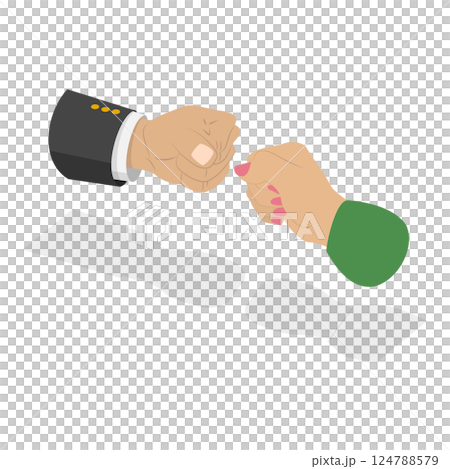 3D Isometric Flat  Illustration of Fists Bump Punch. Item 3 124788579