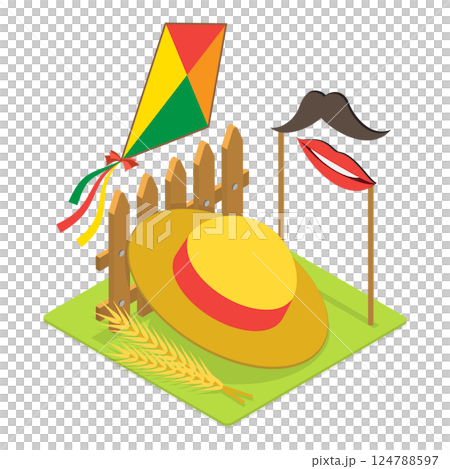 3D Isometric Flat  Illustration of Festa Junina. Item 3 124788597