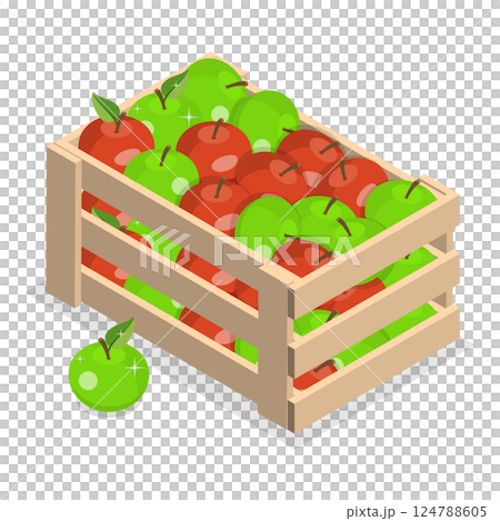 3D Isometric Flat  Illustration of Wood Organic Market Pack. Item 1 124788605