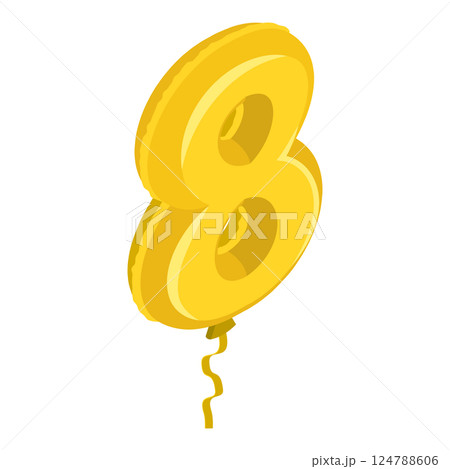 3D Isometric Flat  Illustration of Birthday Ballon. Item 6 124788606