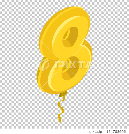 3D Isometric Flat  Illustration of Birthday Ballon. Item 6 124788606