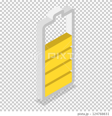 3D Isometric Flat  Set of Charging Level Batteries. Item 4 124788631