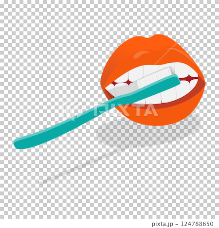 3D Isometric Flat  Illustration of Teeth Cleaning. Item 6 124788650