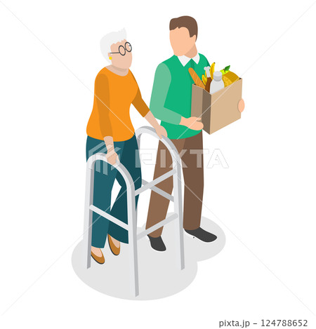 3D Isometric Flat  Illustration of Elderly People. Item 3 124788652