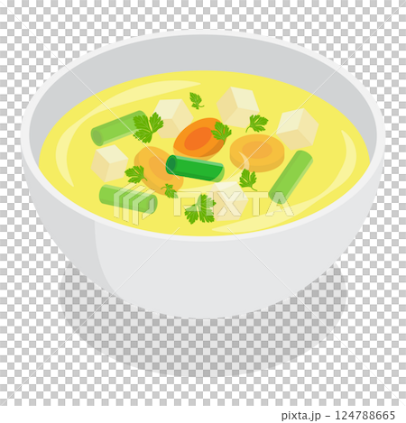 3D Isometric Flat  Set of Vegetarian Dishes. Item 4 124788665