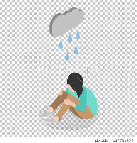 3D Isometric Flat Illustration of Emotional Mental Disorder. Item 4 3D Isometric Flat Illustration of Emotional Mental Disorder. Item 4 124788674