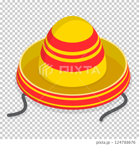 3D Isometric Flat  Set of Mexican Hats. Item 3 124788676