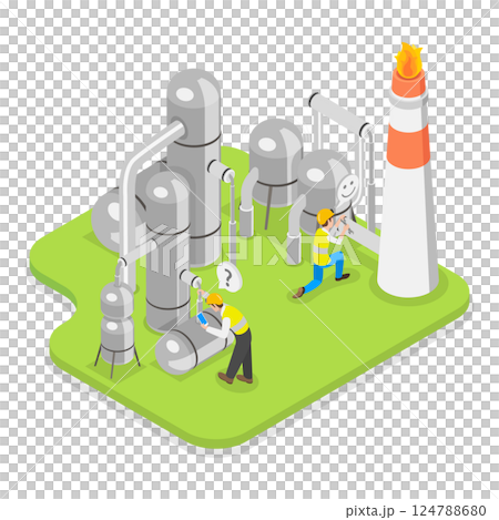 3D Isometric Flat  Illustration of Natural Gas Extraction. Item 2 124788680