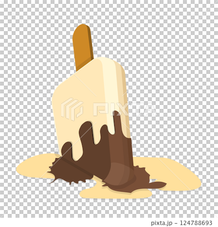 3D Isometric Flat  Illustration of Set of Fallen Ice Creams. Item 3 124788693