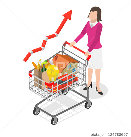 3D Isometric Flat Illustration of Cost Of Living. Item 3 3D Isometric Flat Illustration of Cost Of Living. Item 3 124788697