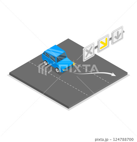 3D Isometric Flat  Illustration of Reversible Lane. Item 3 124788700