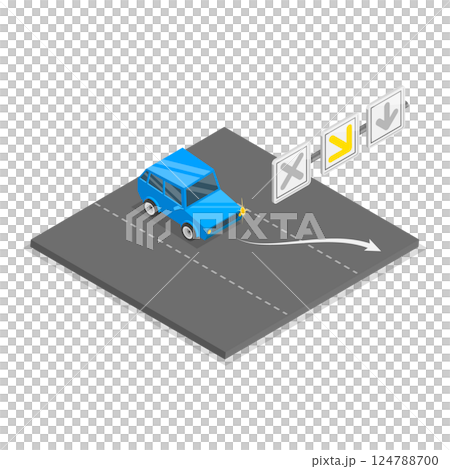 3D Isometric Flat  Illustration of Reversible Lane. Item 3 124788700