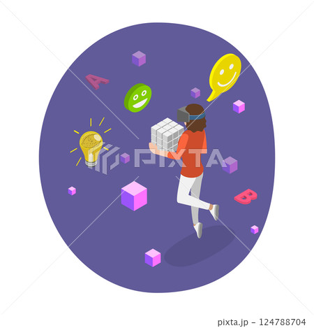 3D Isometric Flat  Illustration of Metaverse. Item 1 124788704