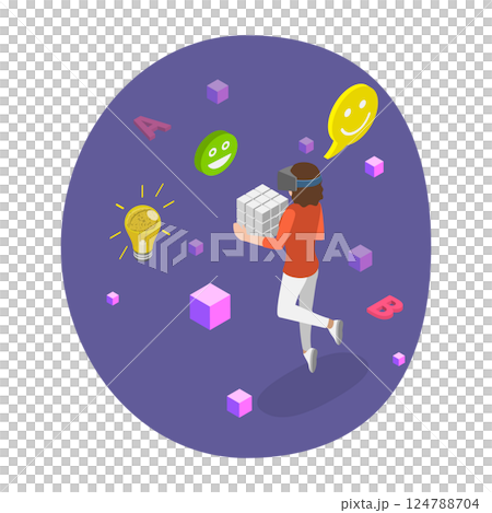 3D Isometric Flat  Illustration of Metaverse. Item 1 124788704