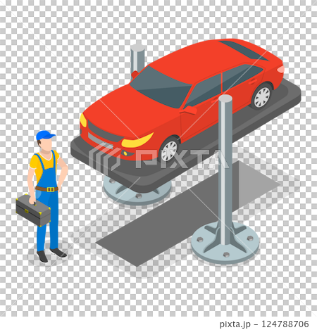 3D Isometric Flat  Illustration of Auto Repair Services. Item 3 124788706