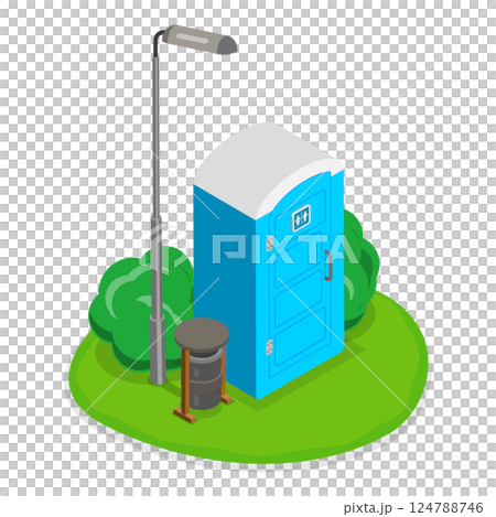 3D Isometric Flat  Set of Portable Toilets. Item 3 124788746