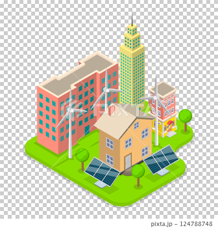 3D Isometric Flat  Illustration of Energy Efficiency. Item 3 124788748