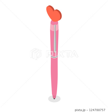 3D Isometric Flat Set of Various Kawaii Pens. Item 3 3D Isometric Flat Set of Various Kawaii Pens. Item 3 124788757