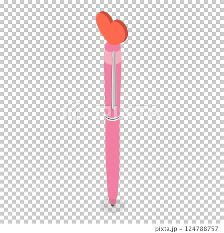 3D Isometric Flat Set of Various Kawaii Pens. Item 3 3D Isometric Flat Set of Various Kawaii Pens. Item 3 124788757