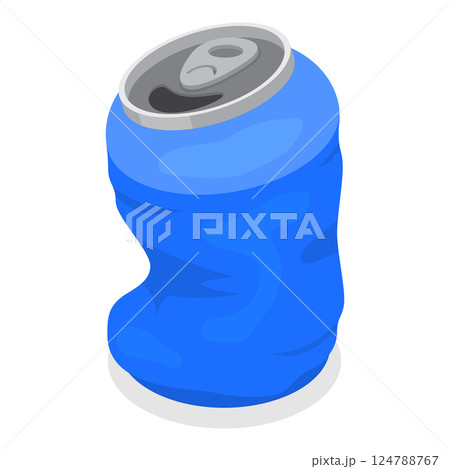 3D Isometric Flat Set of Plastic Waste. Item 1 3D Isometric Flat Set of Plastic Waste. Item 1 124788767