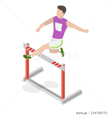 3D Isometric Flat  Illustration of Running With Barrier. Item 3 124788772