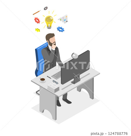 3D Isometric Flat  Illustration of Idea Generation. Item 1 124788776