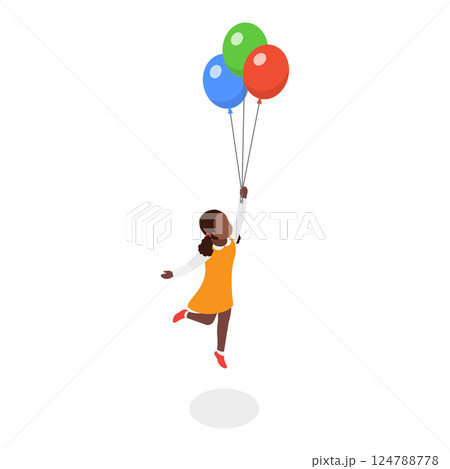 3D Isometric Flat  Illustration of Soaring in the Sky. Item 6 124788778