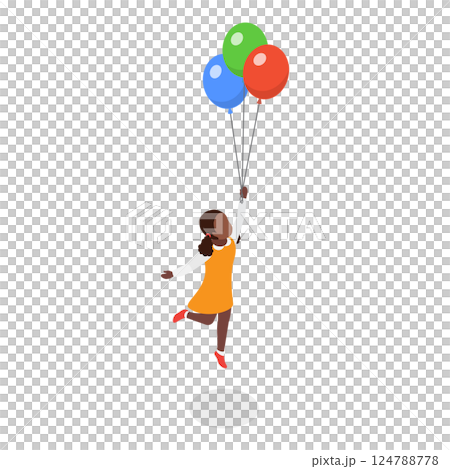 3D Isometric Flat  Illustration of Soaring in the Sky. Item 6 124788778