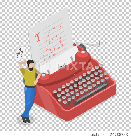 3D Isometric Flat Illustration of Writers Or Poets. Item 4 3D Isometric Flat Illustration of Writers Or Poets. Item 4 124788788