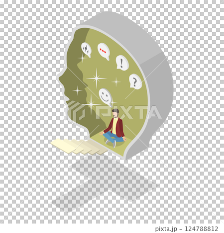 3D Isometric Flat Illustration of Introvert Vs Extrovert. Item 2 3D Isometric Flat Illustration of Introvert Vs Extrovert. Item 2 124788812
