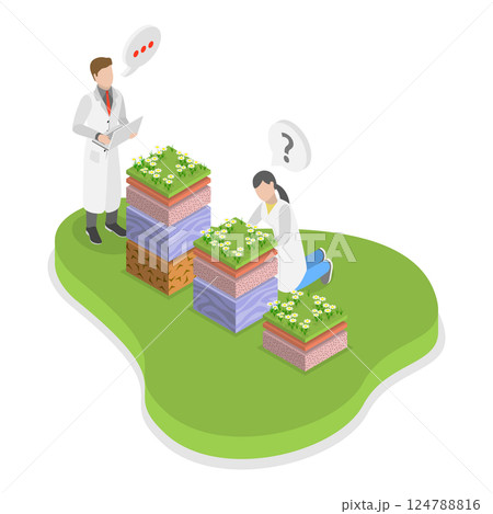 3D Isometric Flat  Illustration of Soil Analysis. Item 1 124788816