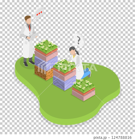 3D Isometric Flat  Illustration of Soil Analysis. Item 1 124788816