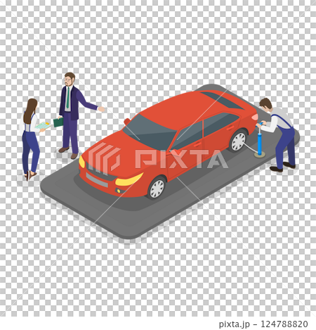 3D Isometric Flat  Illustration of Car Service. Item 2 124788820