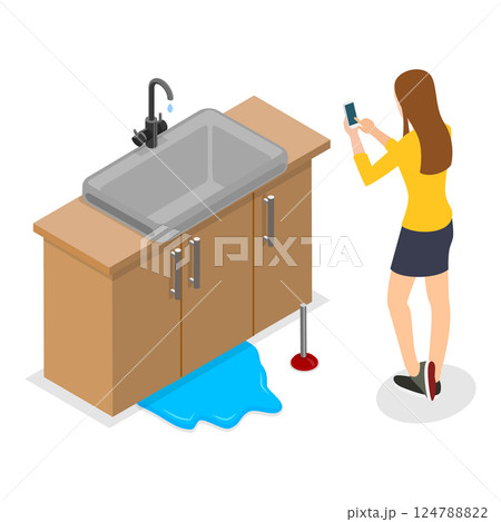 3D Isometric Flat  Illustration of Plumbers. Item 2 124788822