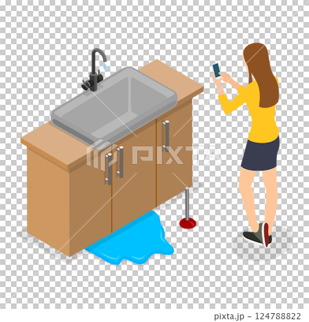 3D Isometric Flat  Illustration of Plumbers. Item 2 124788822