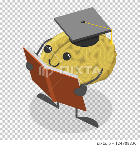 3D Isometric Flat  Illustration of Smart Healthy Human Brain. Item 1 124788830