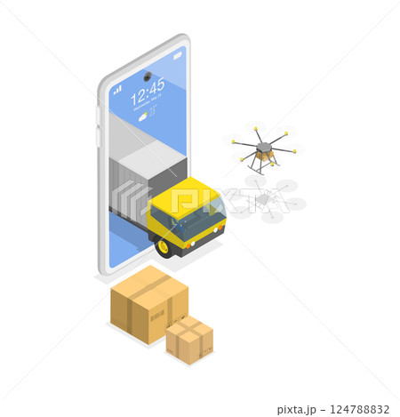 3D Isometric Flat  Illustration of Logistics And Delivery. Item 1 124788832