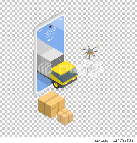 3D Isometric Flat  Illustration of Logistics And Delivery. Item 1 124788832