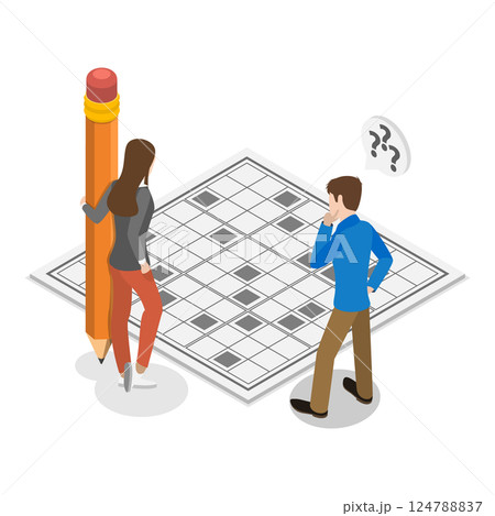 3D Isometric Flat  Illustration of Stay at Home Games. Item 1 124788837