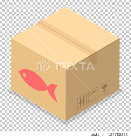 3D Isometric Flat  Set of Fish Production. Item 3 124788838