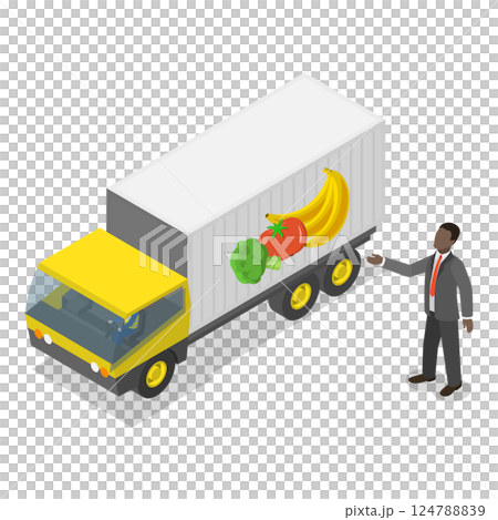 3D Isometric Flat  Illustration of Grocery Food Delivery. Item 2 124788839