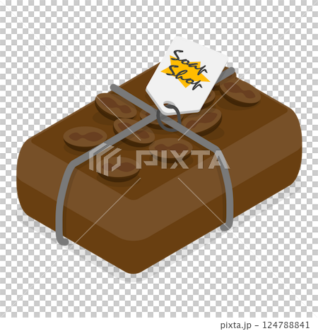 3D Isometric Flat Illustration of Cocoa Natural Ingredients. Item 2 3D Isometric Flat Illustration of Cocoa Natural Ingredients. Item 2 124788841