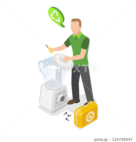 3D Isometric Flat  Illustration of Zero Waste. Item 1 124788847